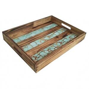 NEW PASEO ROAD wooden tray in turquoise